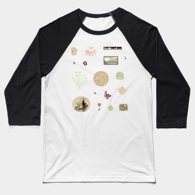 Curious Cottagecore Crockery - Aesthetic Sheet Baseball T-Shirt by LochNestFarm